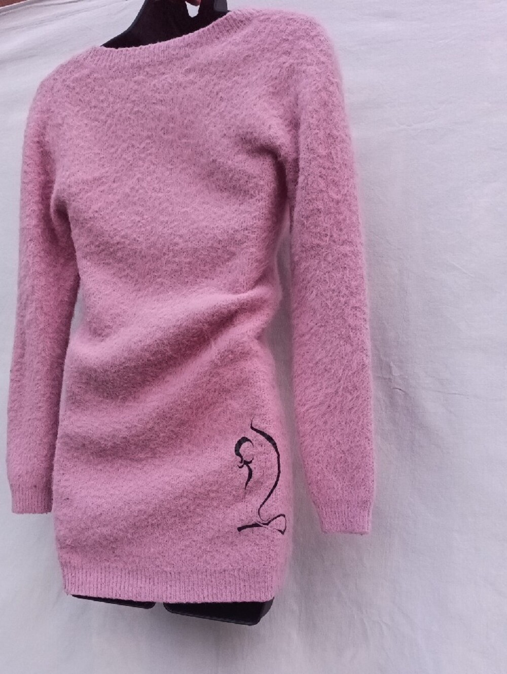 Naked Wardrobe Pink Fuzzy V-Neck Long Sleeve Dress - Picture 8 of 8